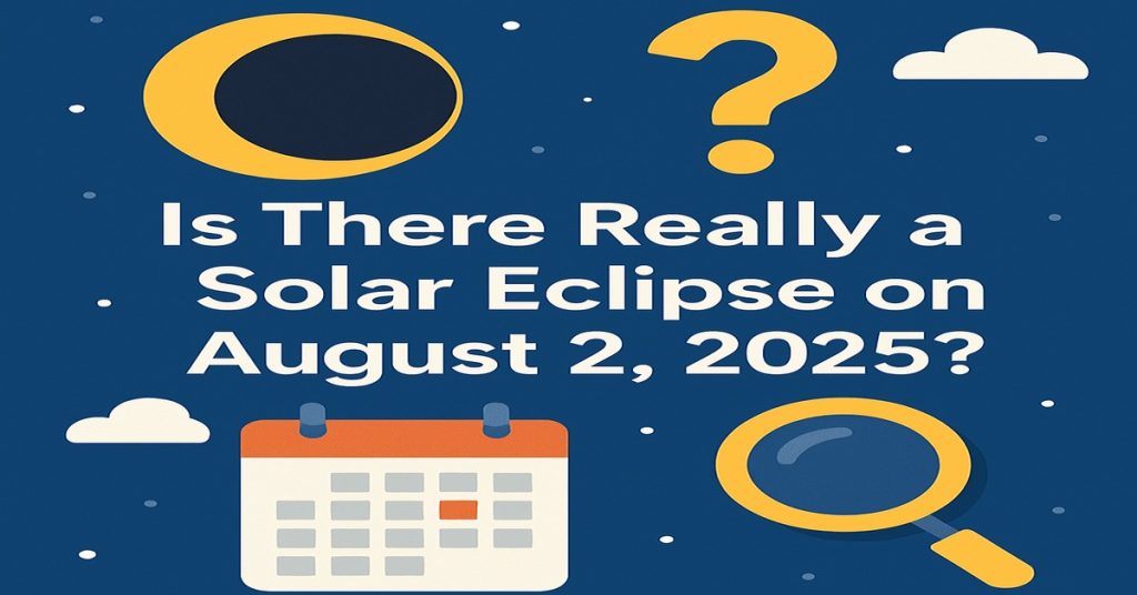 Illustration clarifying the viral rumor about a solar eclipse on August 2, 2025, with accurate astronomical facts