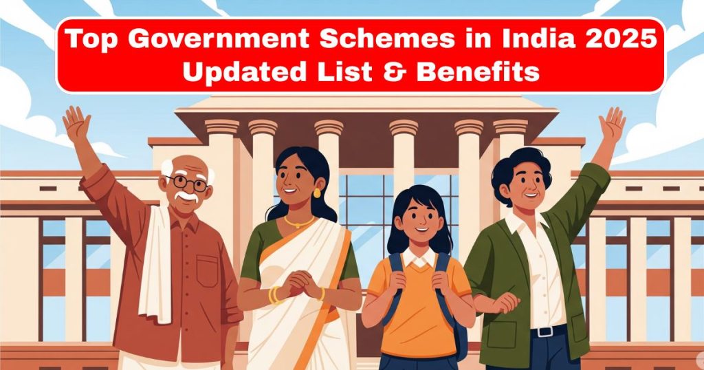 Abstract illustration symbolizing Indian public welfare and development schemes in 2025